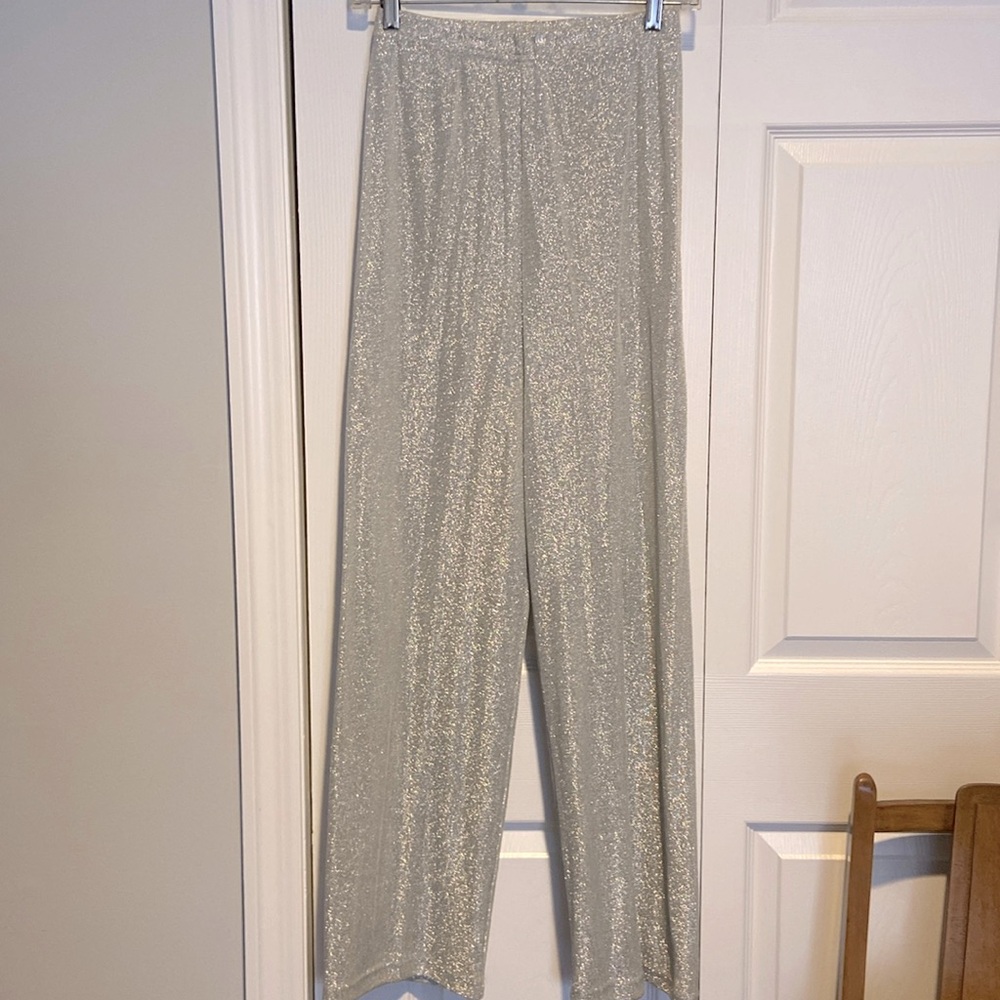 TOTOnKO Sparkly Silver Disco Pants